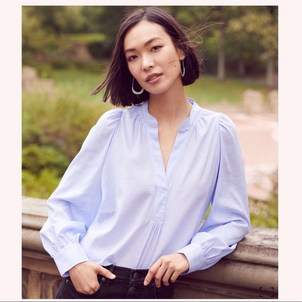LOFT Petite Split Neck Tunic Shirt